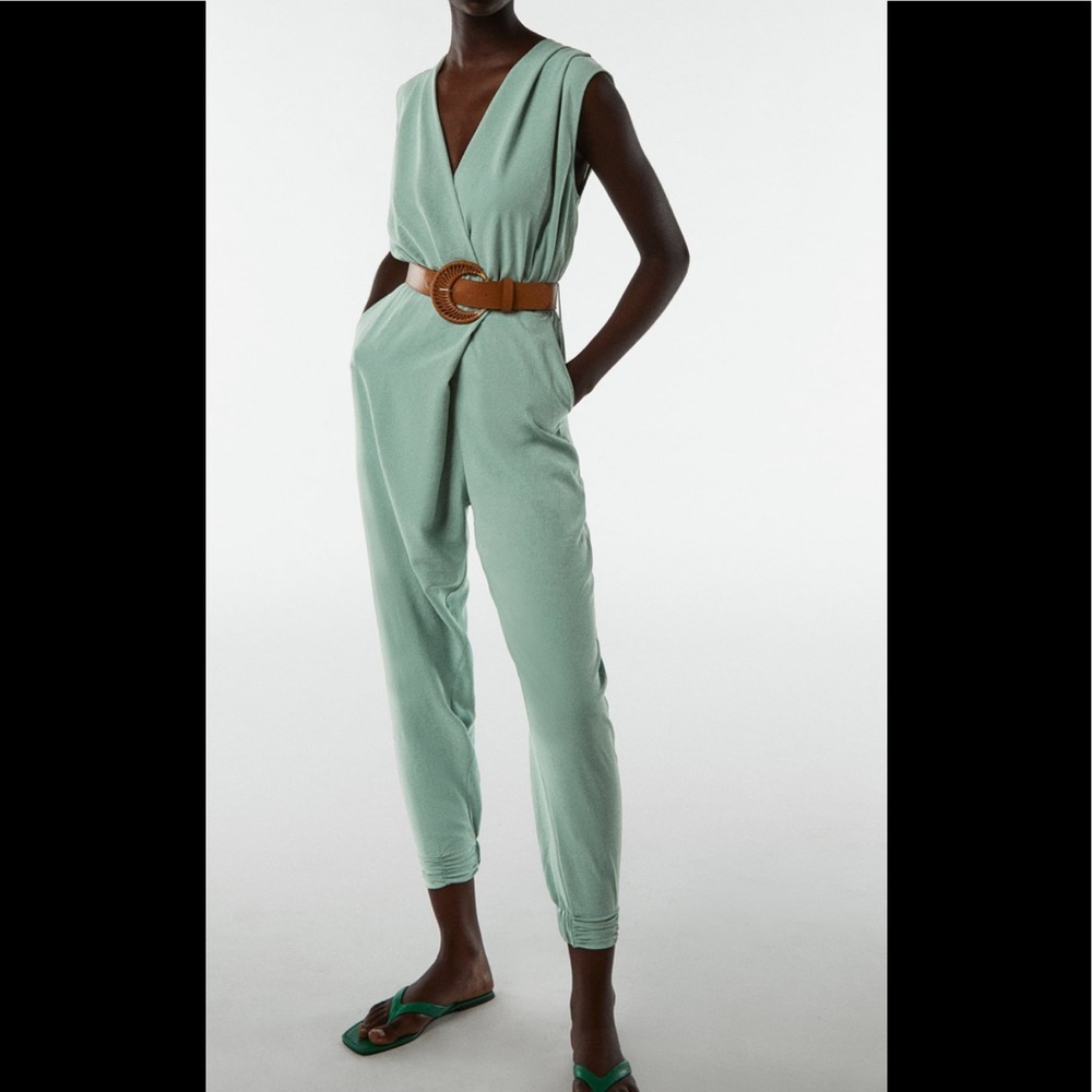 Zara belted wrap jumpsuit